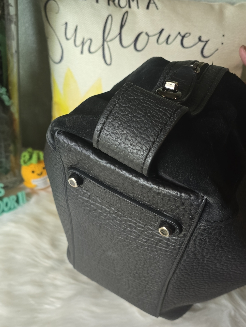 Coach Eddie 42 Suede And Pebbled Leather Tote - Picture 13 of 16